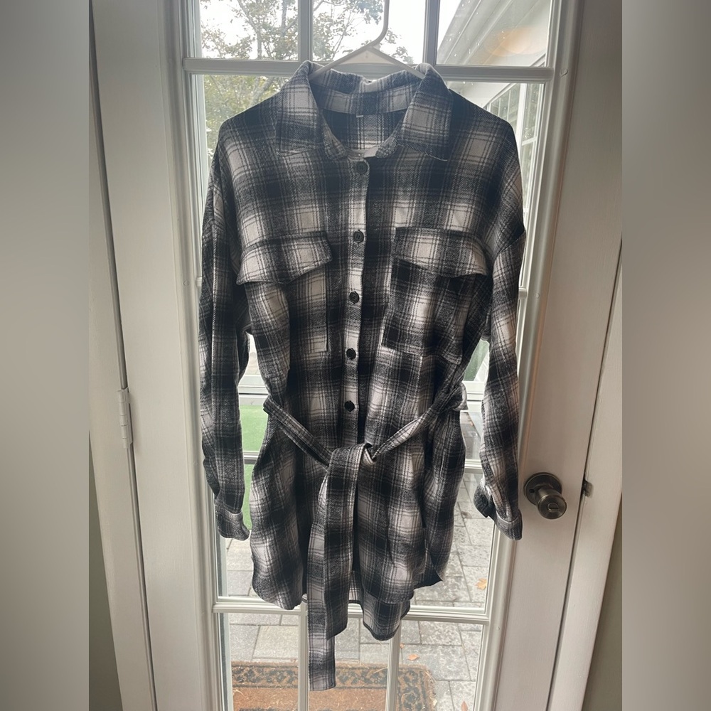 Plaid Button-Up Shirt Dress